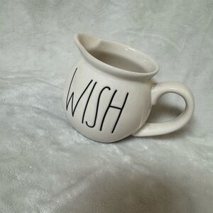 White Ceramic Rae Dunn Pitcher with 'WISH' Text